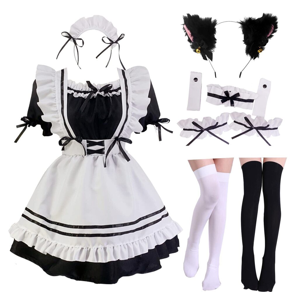 8760 Japanese Maid Outfit Anime French Maid Apron Classic Lolita Fancy